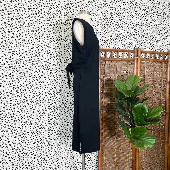 Vince | Black Tie Open Back Cut Out Sleeveless Slit Simple Classy Midi Dress M - Picture 3 of 9